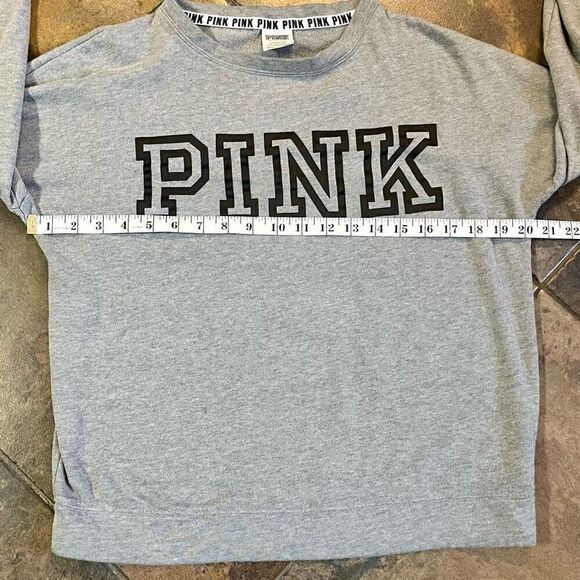 Victoria’s Secret PiNK Gray Campus Crew Sweatshirt Small - Picture 8 of 12